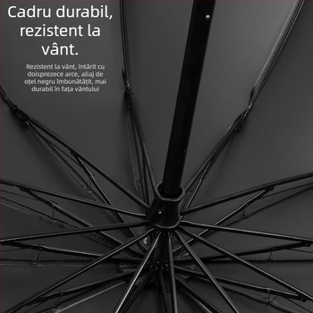 Umbrelă pliabilă manuală, 12 brațe din oțel, UPF 40+ protecție, pentru soare și ploaie, imprimare logo