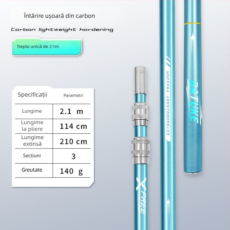Bețișor telescopic din carbon pentru plasă de pescuit