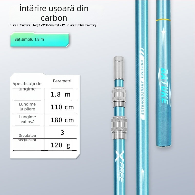 Bețișor telescopic din carbon pentru plasă de pescuit