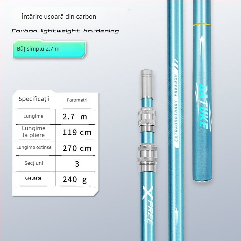 Bețișor telescopic din carbon pentru plasă de pescuit