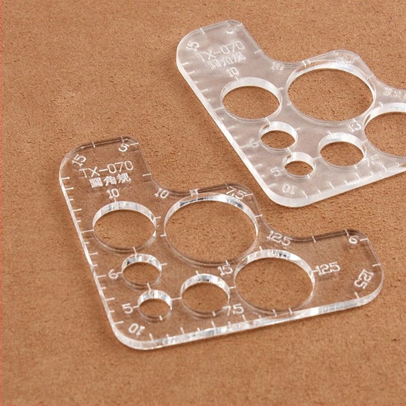 Riglă rotundă KANGHAI, acrilic, formă pătrată, 15,5 g, ambalaj Opp bag