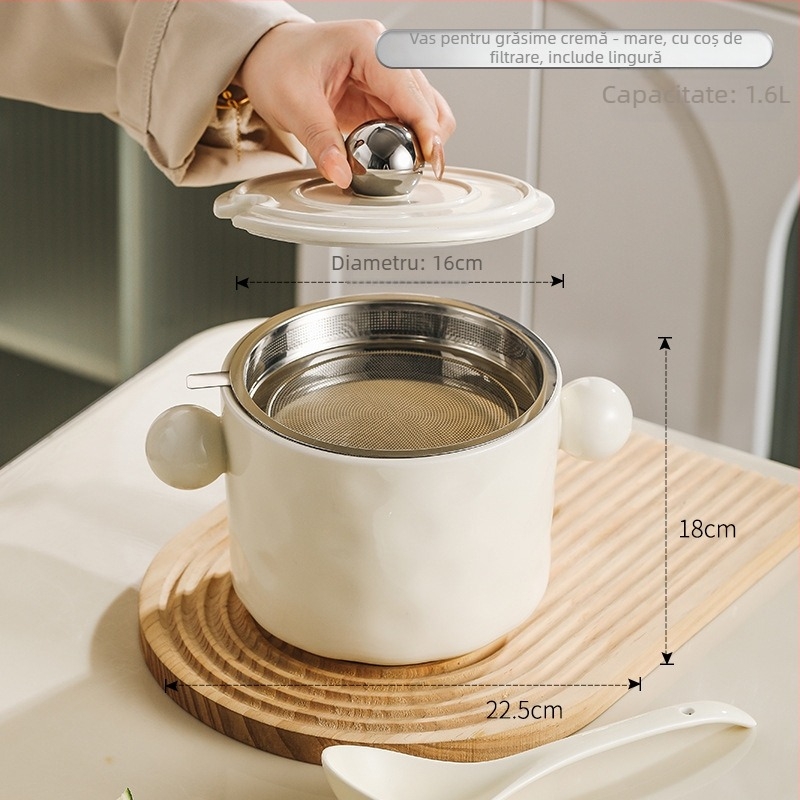 Vas ceramic pentru condimente cu sigiliu | Capacitate mare, rezistent la temperaturi înalte, pentru condimente lichide (ulei de chili, sare, ulei de carne)