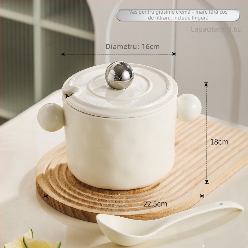 Vas ceramic pentru condimente cu sigiliu | Capacitate mare, rezistent la temperaturi înalte, pentru condimente lichide (ulei de chili, sare, ulei de carne)