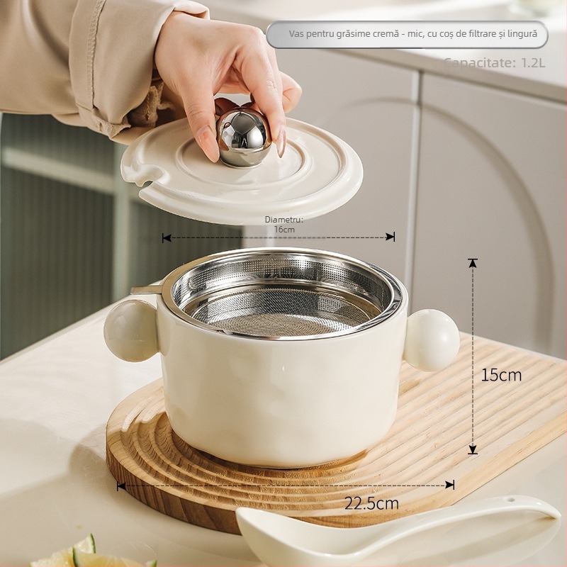 Vas ceramic pentru condimente cu sigiliu | Capacitate mare, rezistent la temperaturi înalte, pentru condimente lichide (ulei de chili, sare, ulei de carne)