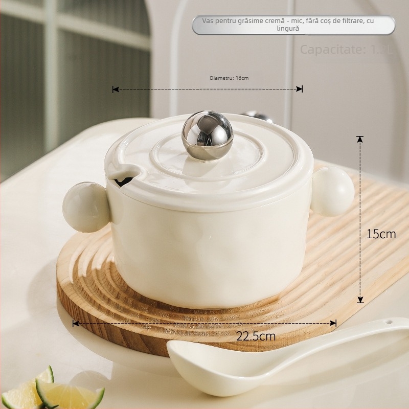 Vas ceramic pentru condimente cu sigiliu | Capacitate mare, rezistent la temperaturi înalte, pentru condimente lichide (ulei de chili, sare, ulei de carne)