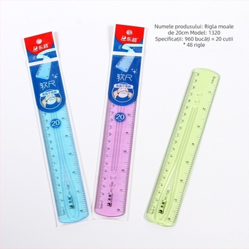 Rigla moale din plastic 1320 – flexibilă, dreptunghiulară, greutate netă 200 g, imprimare siglă disponibilă
