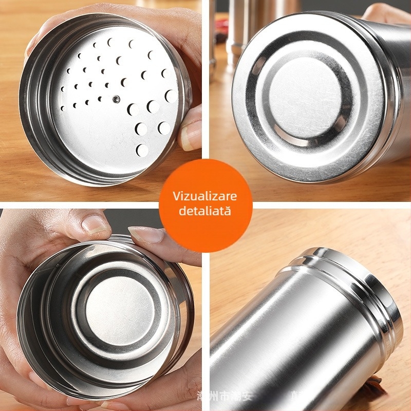Rongcai borcan pentru condimente din oțel inoxidabil – recipient solid pentru sosuri, oțet și condimente, cutie de bucătărie multifuncțională