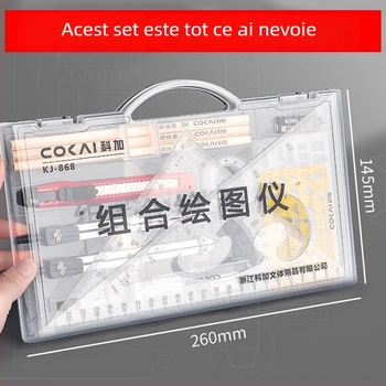 Set de instrumente de desen mecanic pentru arhitectură și inginerie civilă — brand Koga, material aliaj PS/zinc, neimportat, fără autorizare IP