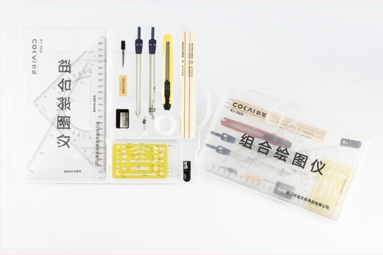 Set de instrumente de desen mecanic pentru arhitectură și inginerie civilă — brand Koga, material aliaj PS/zinc, neimportat, fără autorizare IP