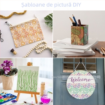 Șablon de desen pe placă PET cu frunze goale, pentru pictură cu flori și plante, Deepen, material ecologic