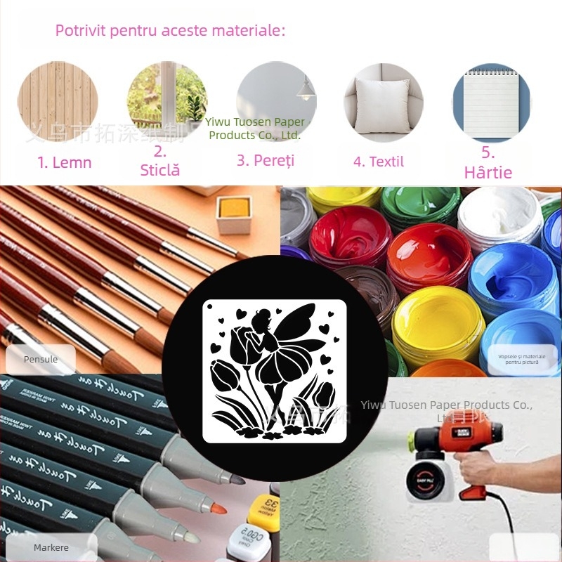 Șablon de tăiere pentru pictură, decor de perete pentru fete — Deepen, material PET, non-importat, fără autorizare IP