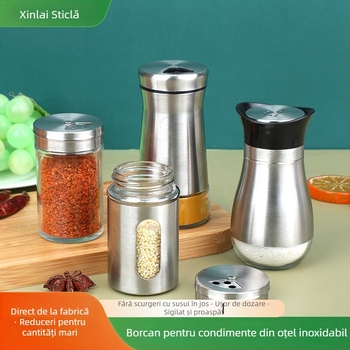Sticlă pentru condimente la grătar, corp din sticlă, potrivită pentru condimente solide, imprimare logo disponibilă, personalizabil, lansare în 2025