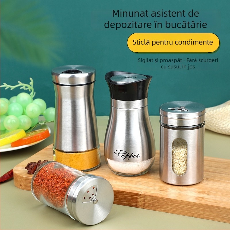 Sticlă pentru condimente la grătar, corp din sticlă, potrivită pentru condimente solide, imprimare logo disponibilă, personalizabil, lansare în 2025