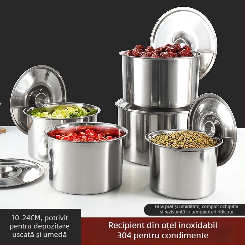 Recipient de condimente din oțel inoxidabil 304 cu capac, corp îngroșat pentru condimente lichide