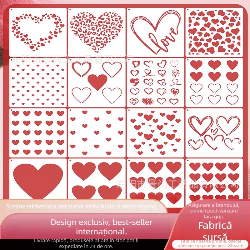 Șablon inimă cu decupaj pentru vopsire cu spray (Material PET; Importul nu; Fără autorizare IP)