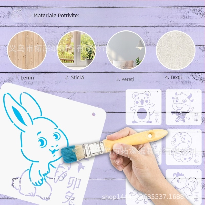 Șabloane decupate cu 12 animale ale zodiei pentru artă murală și pictură DIY copii — Brand: Extension depth; Material: Eco-friendly; Import: Nu