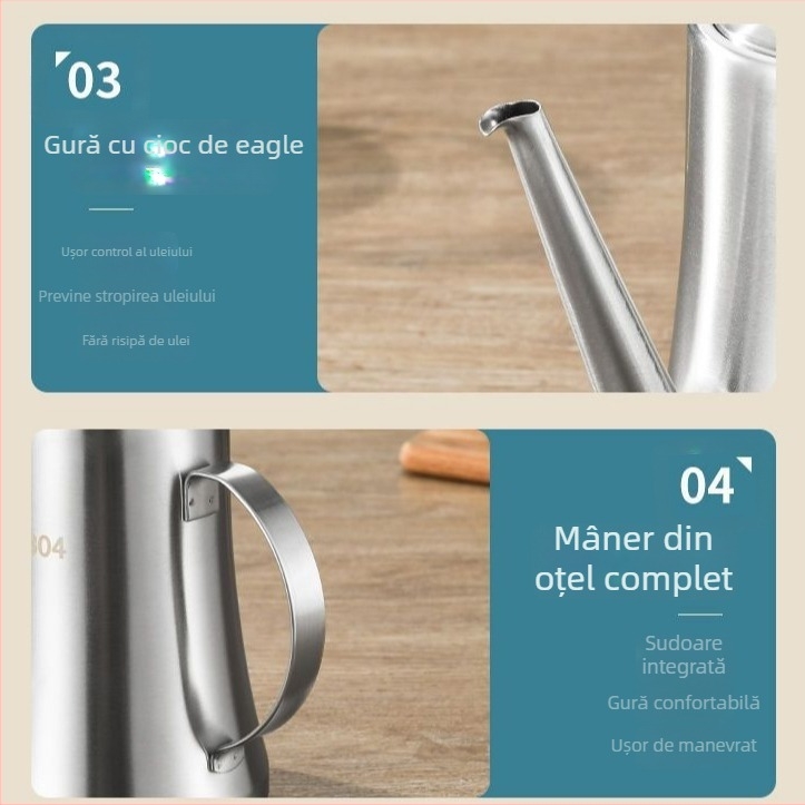 Oală de ulei din oțel inoxidabil 304 pentru bucătărie, Shengning, mâner din oțel inoxidabil, origine Chaozhou