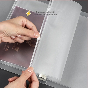 Mapă de documente din PVC mat cu fermoar pentru jurnal de călătorie, 6 găuri, depozitare foi loose-leaf, dimensiuni A5/A6/A7