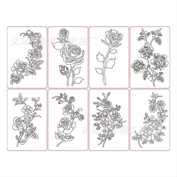 Șablon de pictură cu trandafiri – decor DIY, material PET, brand Other, nu este importat, IP neautorizat