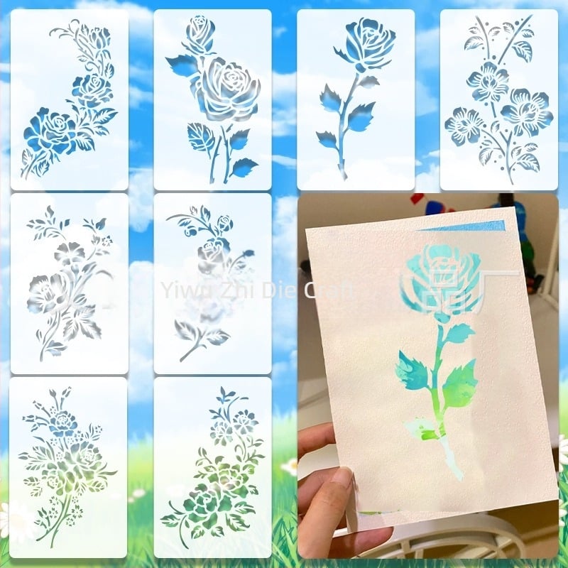 Șablon de pictură cu trandafiri – decor DIY, material PET, brand Other, nu este importat, IP neautorizat