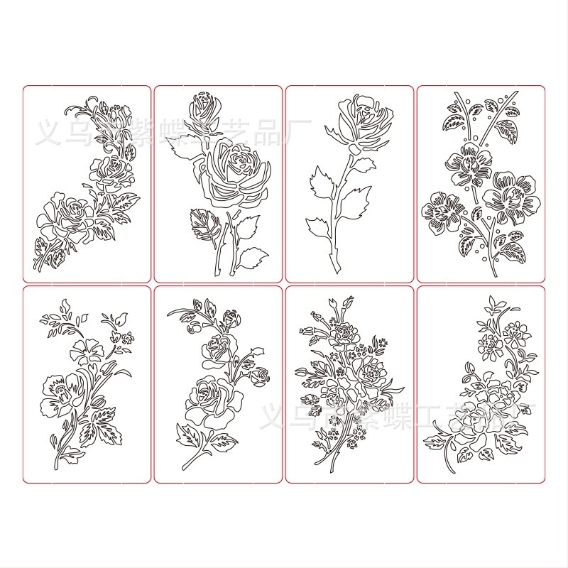 Șablon de pictură cu trandafiri – decor DIY, material PET, brand Other, nu este importat, IP neautorizat