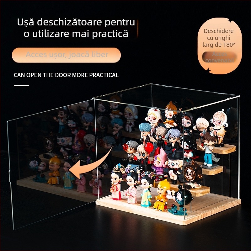 Cutie acrilică de afișare și depozitare – protecție împotriva prafului, capacitate 2 L, stil modern minimalist, potrivită pentru sufragerie, dormitor, birou și studiu