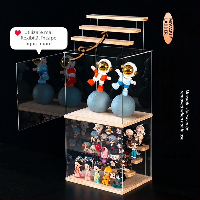 Cutie acrilică de afișare și depozitare – protecție împotriva prafului, capacitate 2 L, stil modern minimalist, potrivită pentru sufragerie, dormitor, birou și studiu