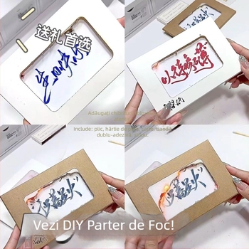 Felicitare DIY pentru ziua de naștere, realizată manual, cu plic inclus, design în flacară