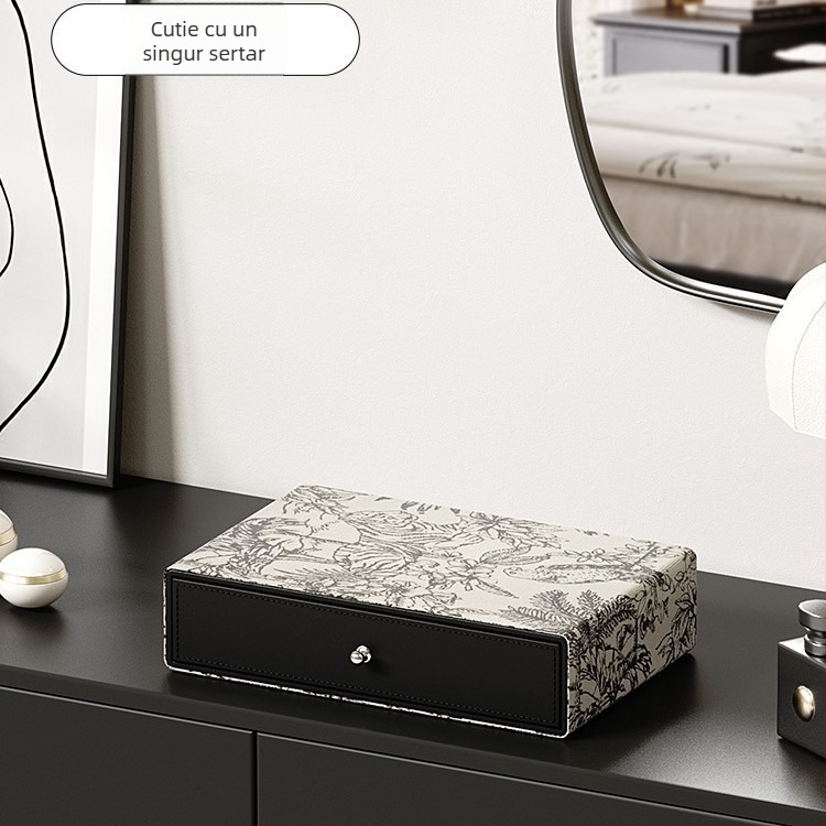 Cutie de depozitare pentru cosmetice - Piele, Capacitate mare, Organizator cu mai multe compartimente pentru pensule și rujuri, Personalizabilă