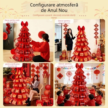 Copac de dorințe pentru Anul Nou 2026 — decor de scenă pentru grădiniță, material carton, stil festival/Noul An, model QHG2025675X