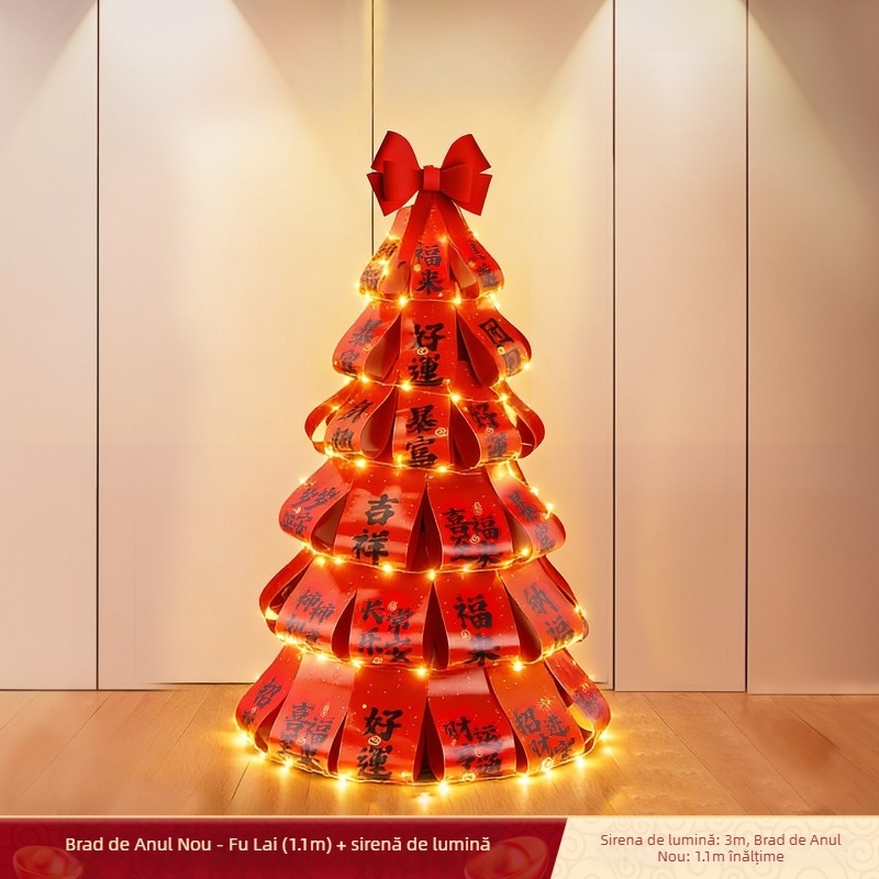 Copac de dorințe pentru Anul Nou 2026 — decor de scenă pentru grădiniță, material carton, stil festival/Noul An, model QHG2025675X