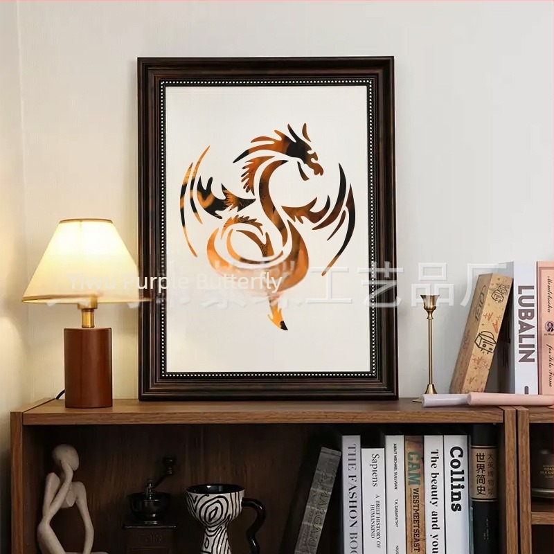 Purple Butterfly șablon DIY pentru artă murală cu dragon, motiv decupat, material PET