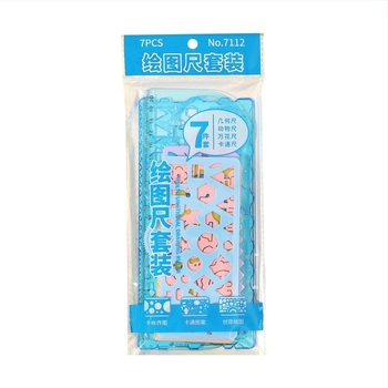 Set riglă kaleidoscopic creativ pentru elevi – kit multifuncțional pentru desen, geometrie și șabloane (riglă centimetrică, greutate netă 143 g, ambalaj exterior aleatoriu)