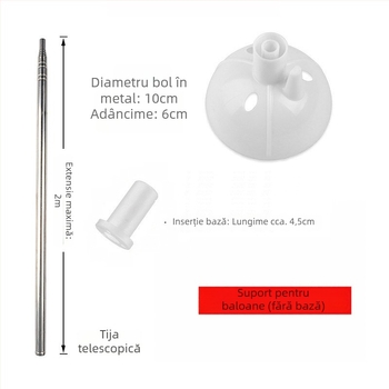 Stativ balon coloană cu tijă telescopic – plastic și oțel inoxidabil; potrivit pentru scene interioare și exterioare; pentru evenimente sportive; Milai