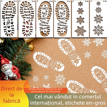 Set de 6 șabloane goale pentru amprente cu Moș Crăciun și fulgi de zăpadă – teme de Crăciun pentru animale de companie (Material: PET; Import: Nu; Piața principală: Altele; Aprobări IP: Nu; Etichetare privată licențiată: Nu)