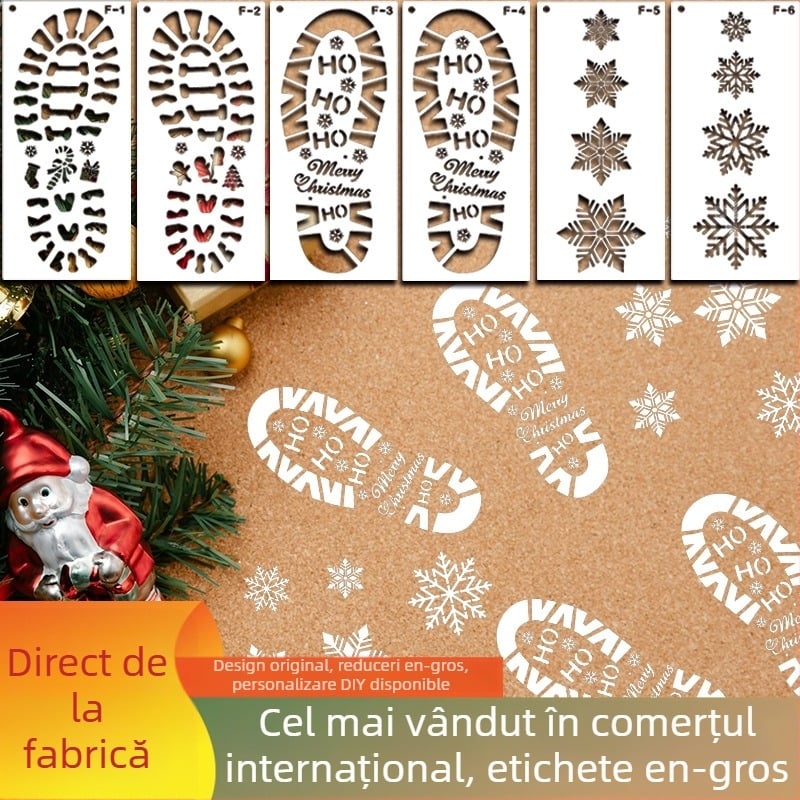 Set de 6 șabloane goale pentru amprente cu Moș Crăciun și fulgi de zăpadă – teme de Crăciun pentru animale de companie (Material: PET; Import: Nu; Piața principală: Altele; Aprobări IP: Nu; Etichetare privată licențiată: Nu)