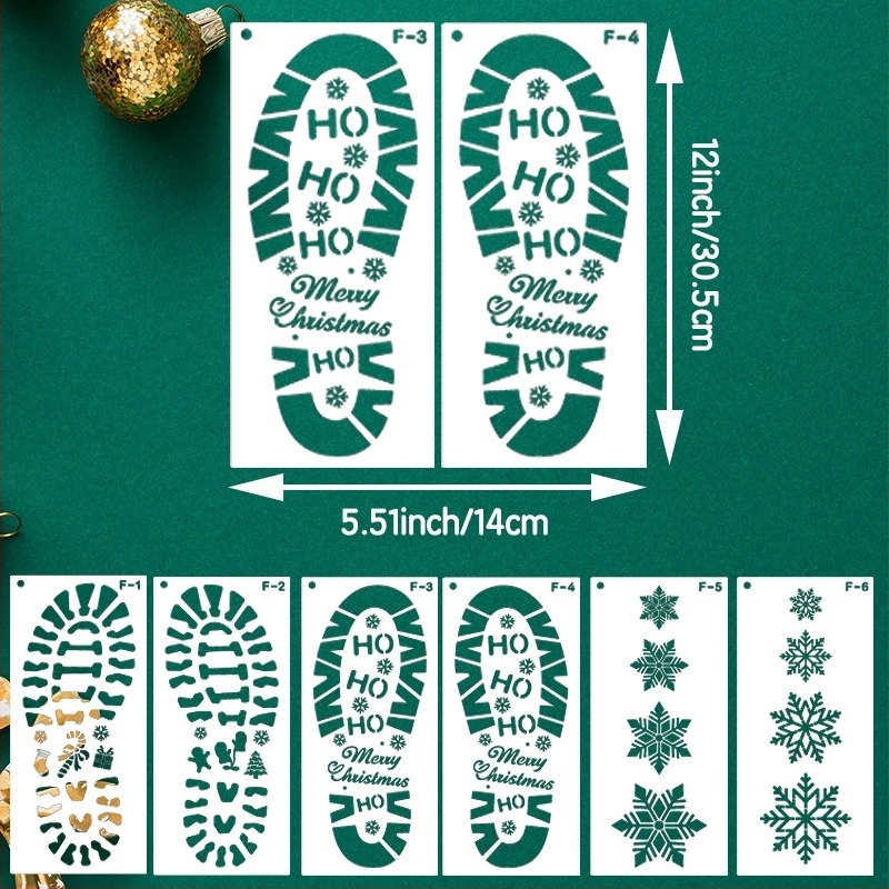 Set de 6 șabloane goale pentru amprente cu Moș Crăciun și fulgi de zăpadă – teme de Crăciun pentru animale de companie (Material: PET; Import: Nu; Piața principală: Altele; Aprobări IP: Nu; Etichetare privată licențiată: Nu)