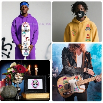 Deepen PET șablon pentru suporturi cu craniu și flacără — DIY model pictat, decor manual, neimportat, fără licență IP, fără mărci private licențiate