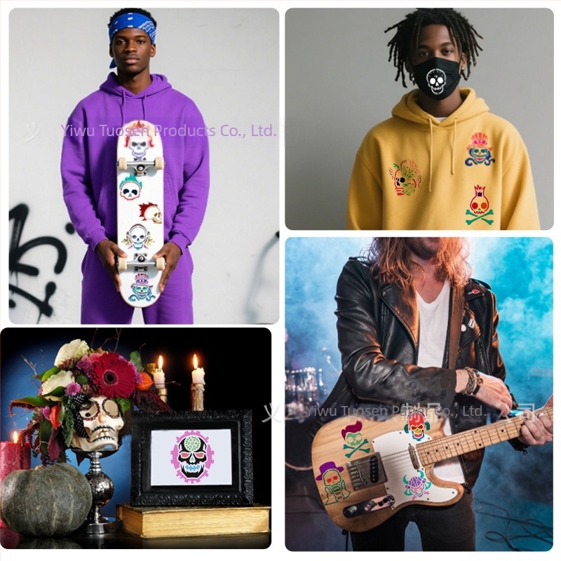 Deepen PET șablon pentru suporturi cu craniu și flacără — DIY model pictat, decor manual, neimportat, fără licență IP, fără mărci private licențiate