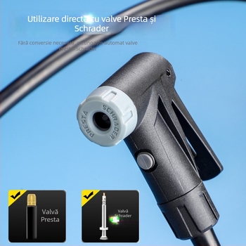 Pompa manuală pentru bicicletă cu manometru și duză universală, Enjoy, corp din fier, până la 160 psi