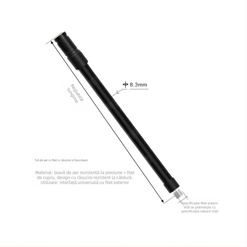 Tub extindere pompă de pneuri cu conectare M6, tub din cupru, afișaj digital, 220V, 220W, 30 L/min