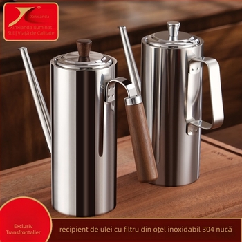 New Xianda sticlă de ulei din oțel inoxidabil 304 cu filtru și perie integrată – recipient de ulei pentru bucătărie cu filtru și logo imprimat