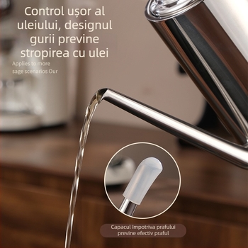 New Xianda sticlă de ulei din oțel inoxidabil 304 cu filtru și perie integrată – recipient de ulei pentru bucătărie cu filtru și logo imprimat