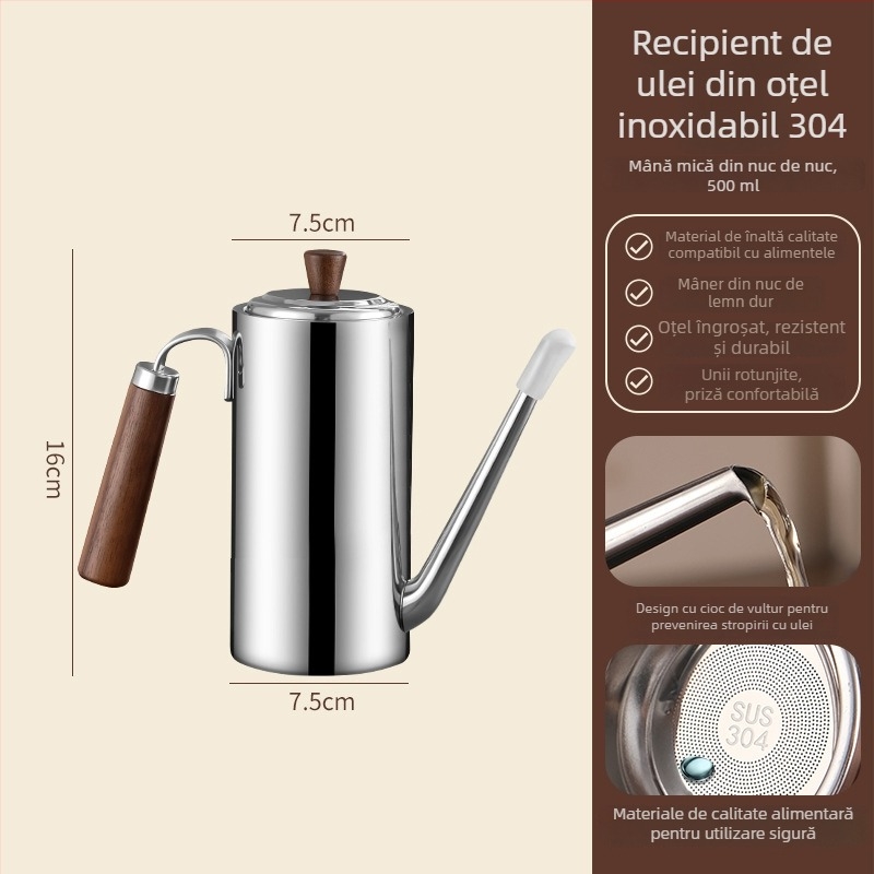 New Xianda sticlă de ulei din oțel inoxidabil 304 cu filtru și perie integrată – recipient de ulei pentru bucătărie cu filtru și logo imprimat