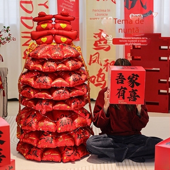 Balon din folie de aluminiu, design 3D în formă de copac, model desen animat, decor gonflabil pentru vitrine mall de Anul Nou și Festivalul Primăverii