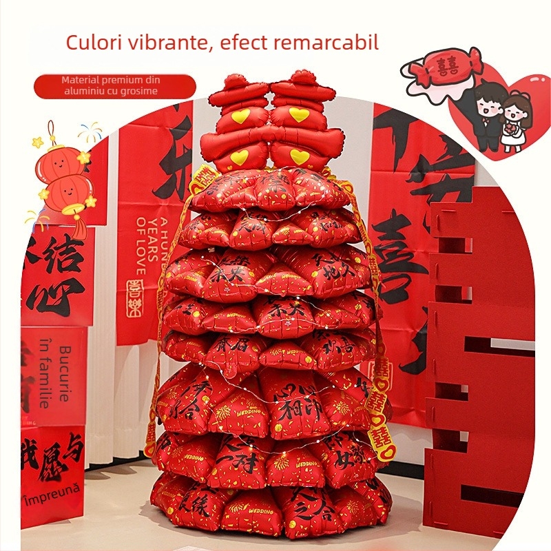 Balon din folie de aluminiu, design 3D în formă de copac, model desen animat, decor gonflabil pentru vitrine mall de Anul Nou și Festivalul Primăverii