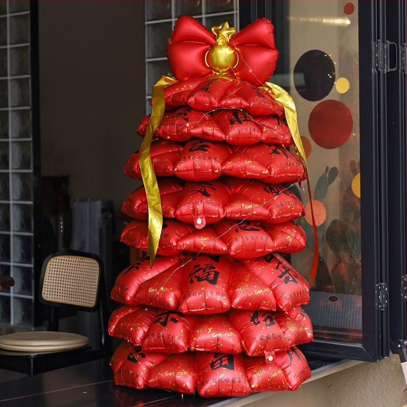 Balon din folie de aluminiu, design 3D în formă de copac, model desen animat, decor gonflabil pentru vitrine mall de Anul Nou și Festivalul Primăverii