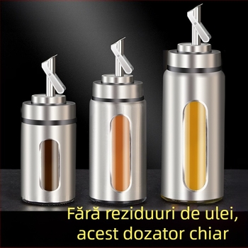 Sticlă pentru ulei, din sticlă, alimentară, deschidere și închidere automate, logo imprimat, design modern minimalist