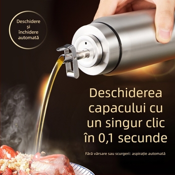 Sticlă pentru ulei, din sticlă, alimentară, deschidere și închidere automate, logo imprimat, design modern minimalist