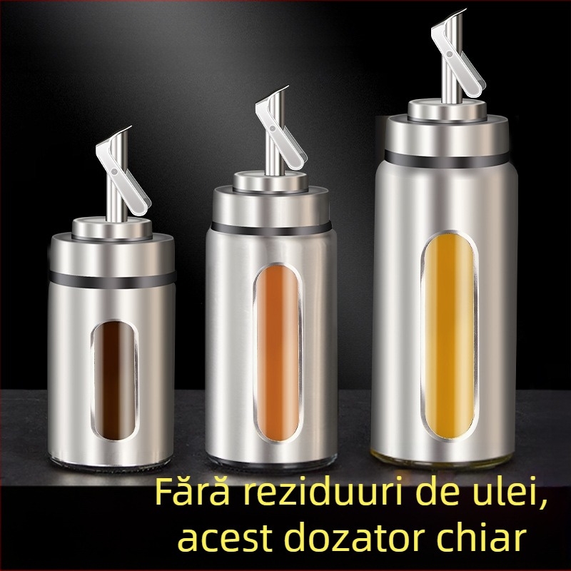 Sticlă pentru ulei, din sticlă, alimentară, deschidere și închidere automate, logo imprimat, design modern minimalist